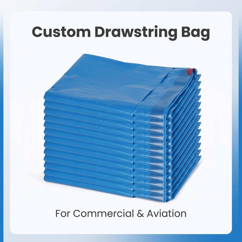 Custom Blue Drawstring Garbage Bag 116×96 cm – Heavy-Duty HDPE Commercial Bulk - image 1