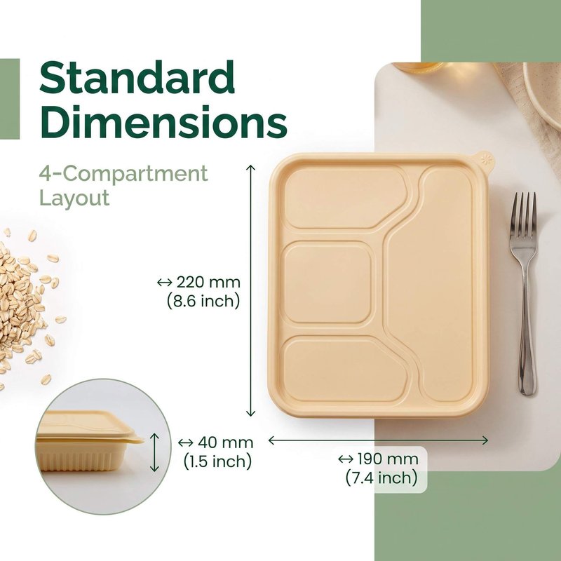Four-Compartment Biodegradable Bagasse Meal Tray 220×190mm – Inflight &amp;amp;amp;amp;amp;amp;amp; Catering - image 3
