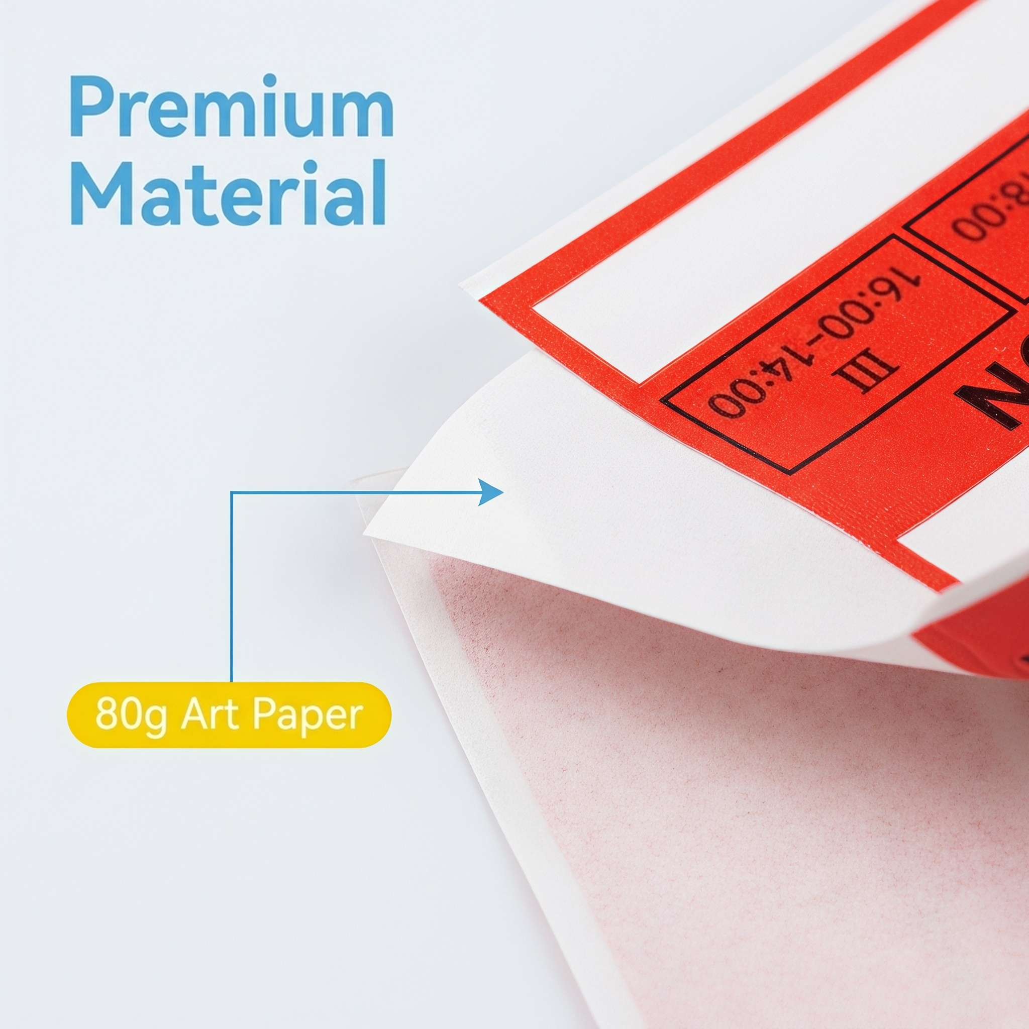Premium paper material of day-of-the-week removable labels - close-up texture Premium paper material of day-of-the-week removable labels - close-up texture