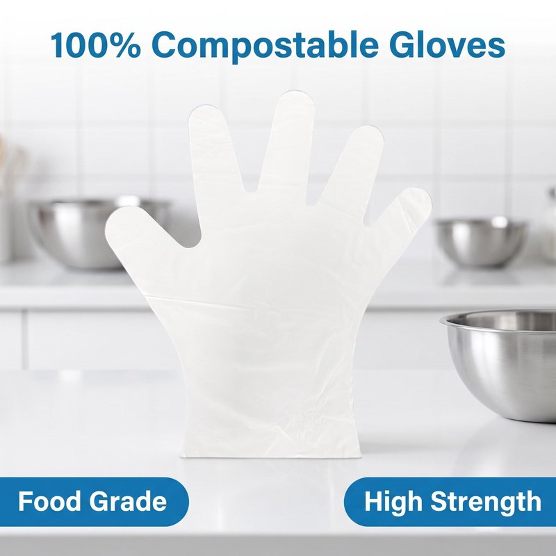 Compostable disposable glove in kitchen